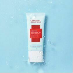 cell-fusion-c-aquatica-sunscreen-100-spf50-pa-hydrating-and-calming-50-ml-saules-aizsarkrems-maigs-un-dzili-mitrinoss